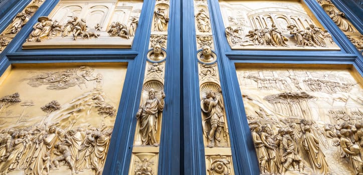 Florence Gate of Paradise: main old door of the Baptistry of Florence - Battistero di San Giovanni - located in front of the Cathedral of Santa Maria del Fiore