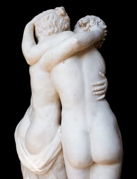 ROME, ITALY - CIRCA AUGUST 2020: togetherness emotion. Statue of two people embracing with passion