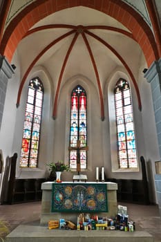 Innenansicht der evangelische Altstädter Kirche aus dem 12. Jahrhundet, Hessen, Deutschland, Hofgeismar