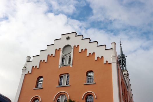 Giebelseite des Rathauses in der historischen Altstadt, Hessen, Deutschland, Dornroeschenstadt Hofgeismar