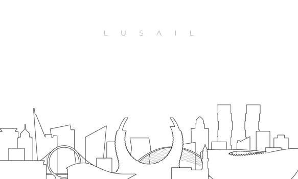 Outline Lusail skyline. Trendy template with Lusail buildings and landmarks in line style. Stock vector design.