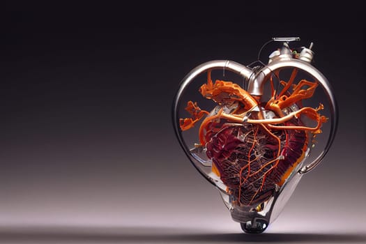 Illustration of an artificial heart. An artificial heart is a device that replaces the heart.