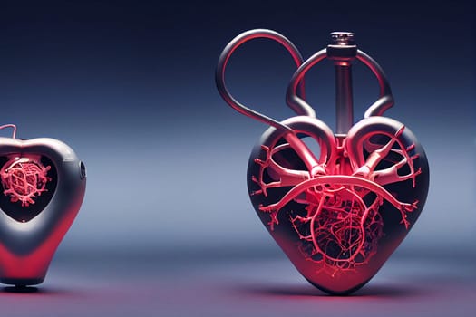 Illustration of an artificial heart. An artificial heart is a device that replaces the heart.