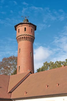 the Municipal Water Tower Wieża Ciśnień from 1898 near the port of the city of Swinoujscie in Poland
