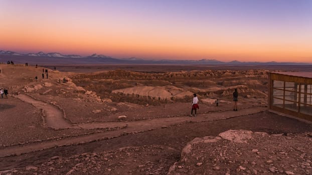 Looking sunset at Moon Valley Valle de la luna near San Pedro de Atacama in Chile.