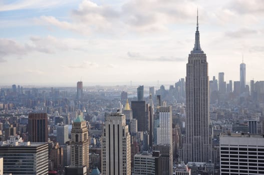 Bird's eye view of the Empire State building and skyline of New York