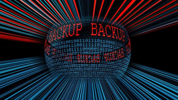 Back up binary data sphere concept,Back up binary data sphere concept