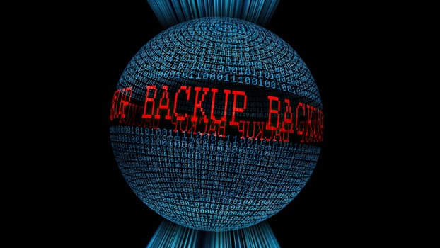Back up binary data sphere concept,Back up binary data sphere concept
