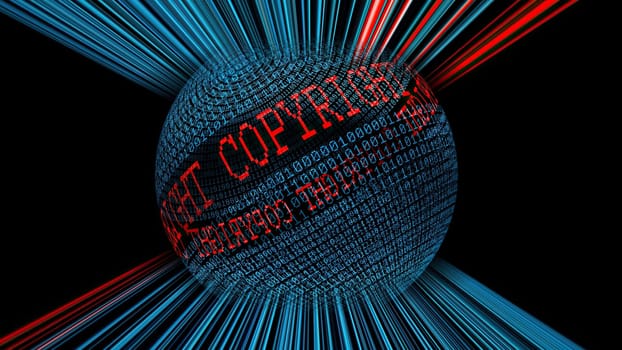 Copyright and binary data sphere concept,Copyright and binary data sphere concept
