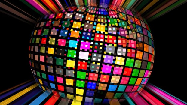 Colorful pixels on rotating sphere,Colorful pixels on rotating sphere