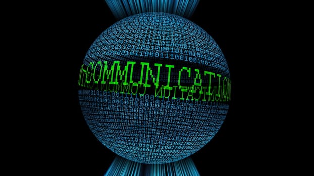 Communication and binary data sphere concept,Communication and binary data sphere concept