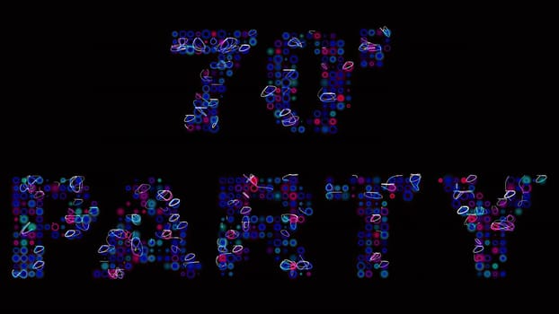 70's party led text over black,70's party led text over black