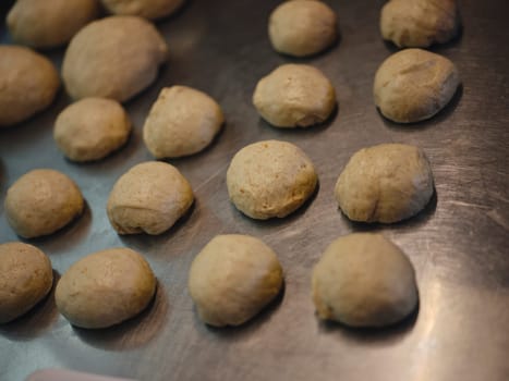 Close up view . Homemade bakery sourdough yeast artisan bread raw