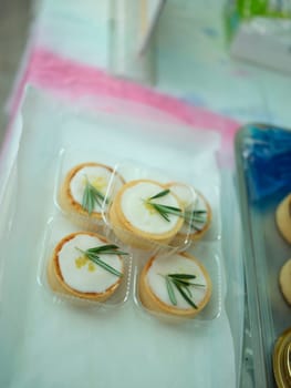 Close up view , White Chocolate mousse in a tray