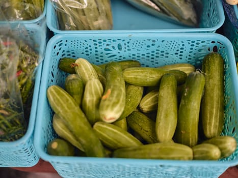 THAI market with various colorful fresh vegetables