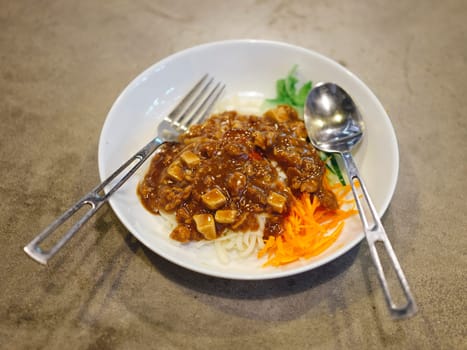 A korean food , Jajangmyeon or noodle on with fermented black beans sauce
