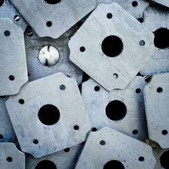 Abstract structure of aluminium supports on construction site