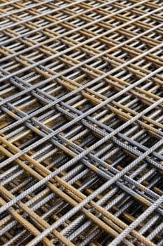 Iron grille as reinforcement for reinforced concrete