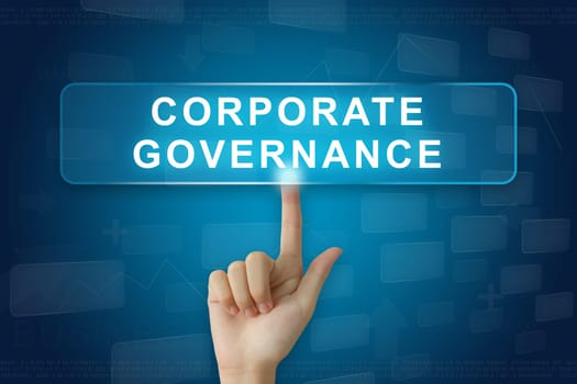 hand press on corporate governance or CG button on virtual screen