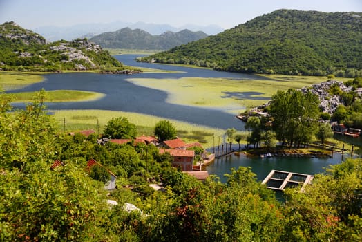 Karuc village on Lake Skadar, Montenegro, the largest lake in the Balkan Peninsula. National Park.