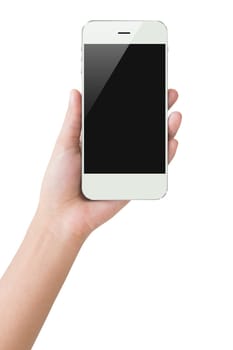 hand hold phone display clipping path inside