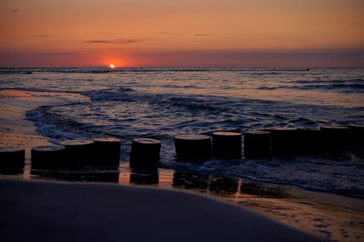 Sunset at the Baltic Sea coast near Zingst, Fischland-Darss, Mecklenburg-West Pomerania, Germany