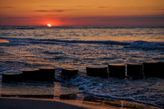 Sunset at the Baltic Sea coast near Zingst, Fischland-Darss, Mecklenburg-West Pomerania, Germany