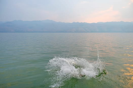 Water splattered on the river or lake
