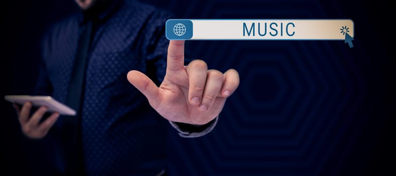 Conceptual caption Music, Word Written on vocal or instrumental sounds in such way to produce beauty form