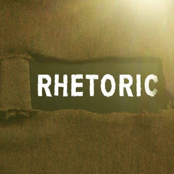 Conceptual display Rhetoric, Business concept study of writing or speaking as mean of communication or persuasion