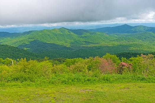 Distant Peaks in Sun and Shadows on the Blue Ridge Parkway in North Carolina