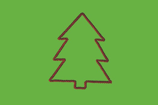 A red drawstring with the shape of a Christmas Tree