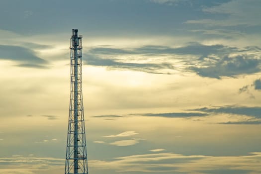 Flue gas in petroleum refinery  on everning