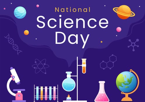 National Science Day February 28 Related to Chemical Liquid, Scientific, Medical and Research in Flat Cartoon Hand Drawn Templates Illustration