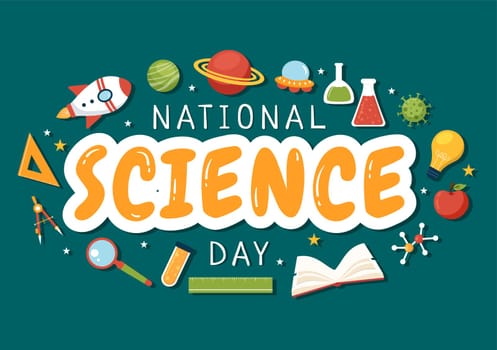 National Science Day February 28 Related to Chemical Liquid, Scientific, Medical and Research in Flat Cartoon Hand Drawn Templates Illustration