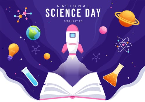 National Science Day February 28 Related to Chemical Liquid, Scientific, Medical and Research in Flat Cartoon Hand Drawn Templates Illustration
