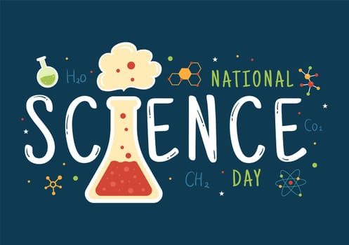 National Science Day February 28 Related to Chemical Liquid, Scientific, Medical and Research in Flat Cartoon Hand Drawn Templates Illustration