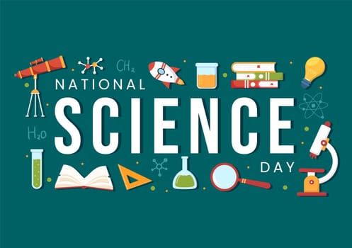 National Science Day February 28 Related to Chemical Liquid, Scientific, Medical and Research in Flat Cartoon Hand Drawn Templates Illustration