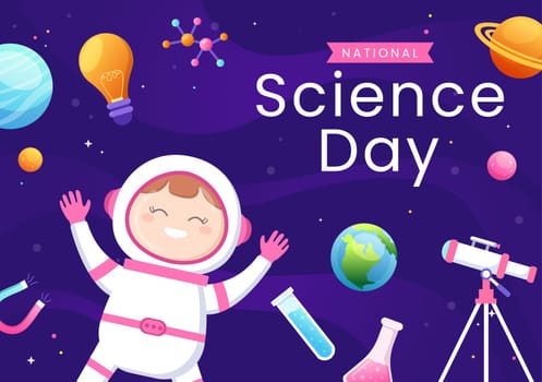 National Science Day February 28 Related to Chemical Liquid, Scientific and Research with Kids in Flat Cartoon Hand Drawn Templates Illustration