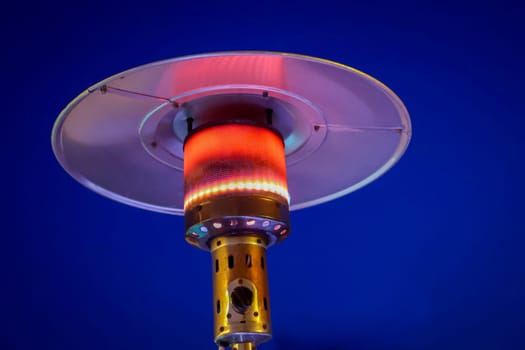 Flames on the radiant heater that runs on gas.