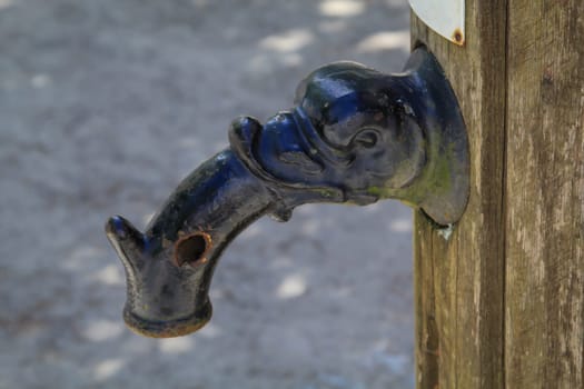 Details of an old swan pump to get water from the well.