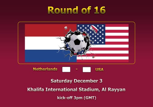 Concept 3d illustration round of 16 teams of World Cup Qatar 2022 championship.