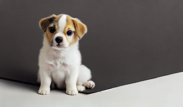 Cute puppy portrait of a Jack russell terrier, dog animal, studio setting, illustration generative AI