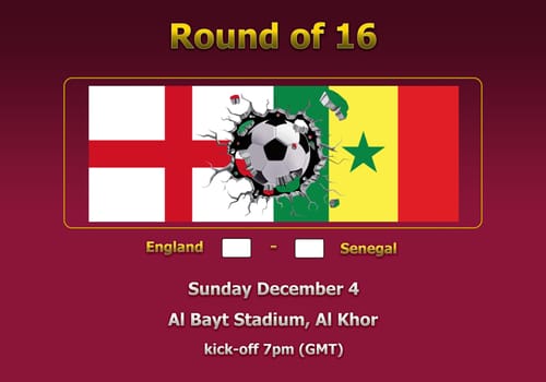 Concept 3d illustration round of 16 teams of World Cup Qatar 2022 championship.