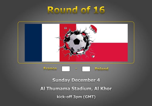 Concept 3d illustration round of 16 teams of World Cup Qatar 2022 championship.