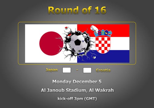 Concept 3d illustration round of 16 teams of World Cup Qatar 2022 championship.