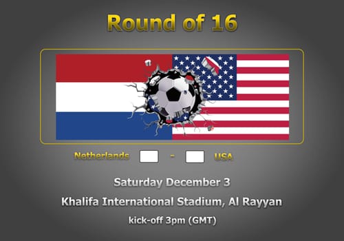 Concept 3d illustration round of 16 teams of World Cup Qatar 2022 championship.