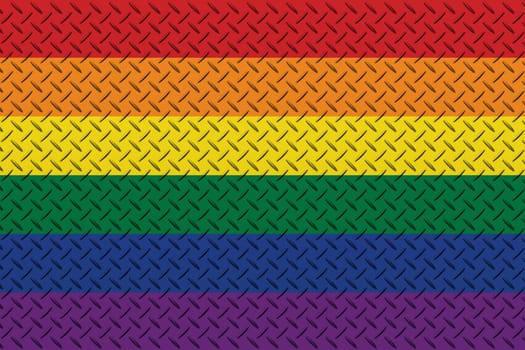 3d illustration LGBTQ rainbow flag on a metal wall background. Freedom and love concept. Activism, community and freedom Concept.