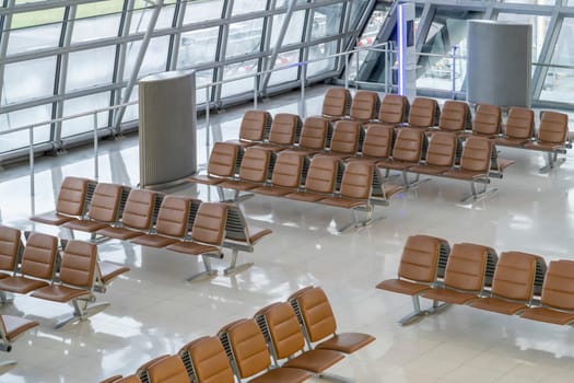 Table without people sitting in the terminal
