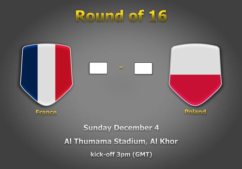 Concept 3d illustration round of 16 teams of World Cup Qatar 2022 championship.
